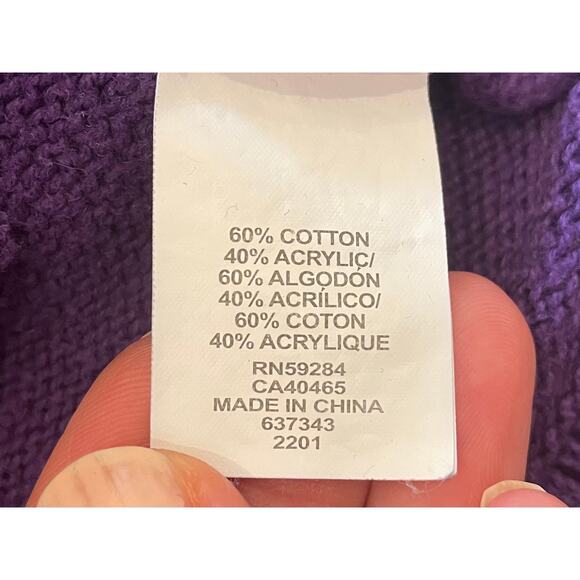 Children's Place Cotton Blend Long Sleeve Ribbed Knit Purple Sweater Dress, 4T - Picture 7 of 7